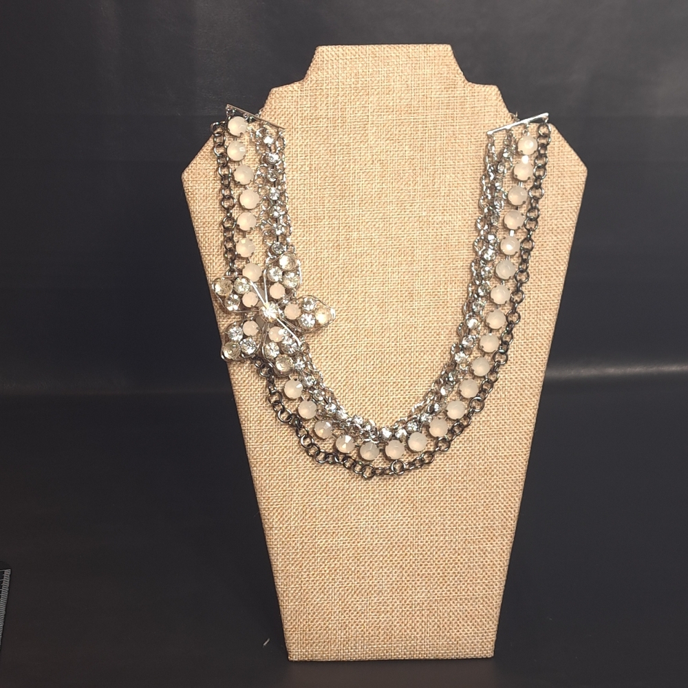 Simply Vera Wang Silver‎ Tone/Gunmetal Acrylic Rhinestones Strand Necklace